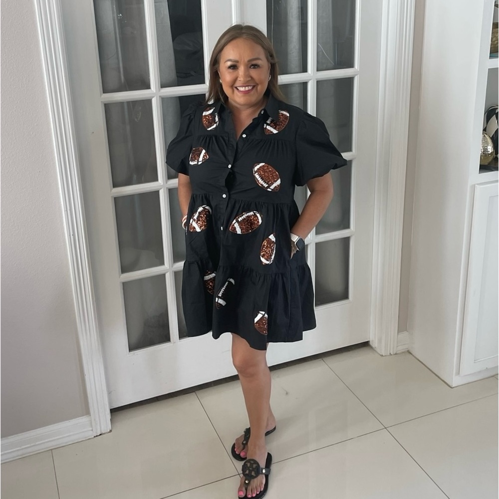 Black sequin football dress